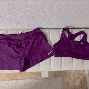 Nike dry fit shorts bra set purple medium